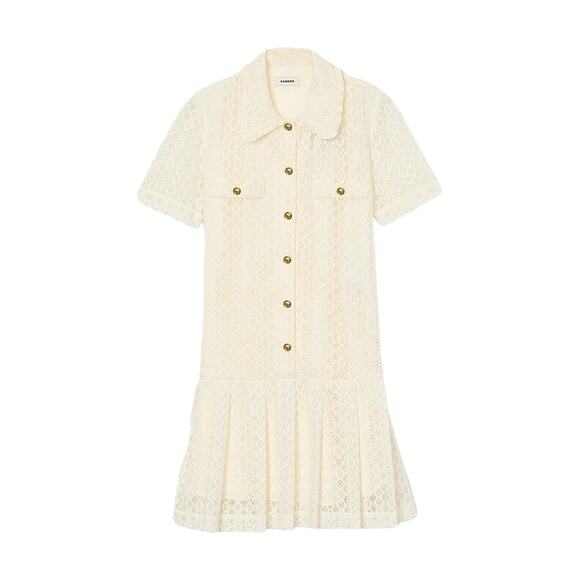 Sandro Mini Cream Polyester Lace Dress Size 34 - Picture 1 of 5